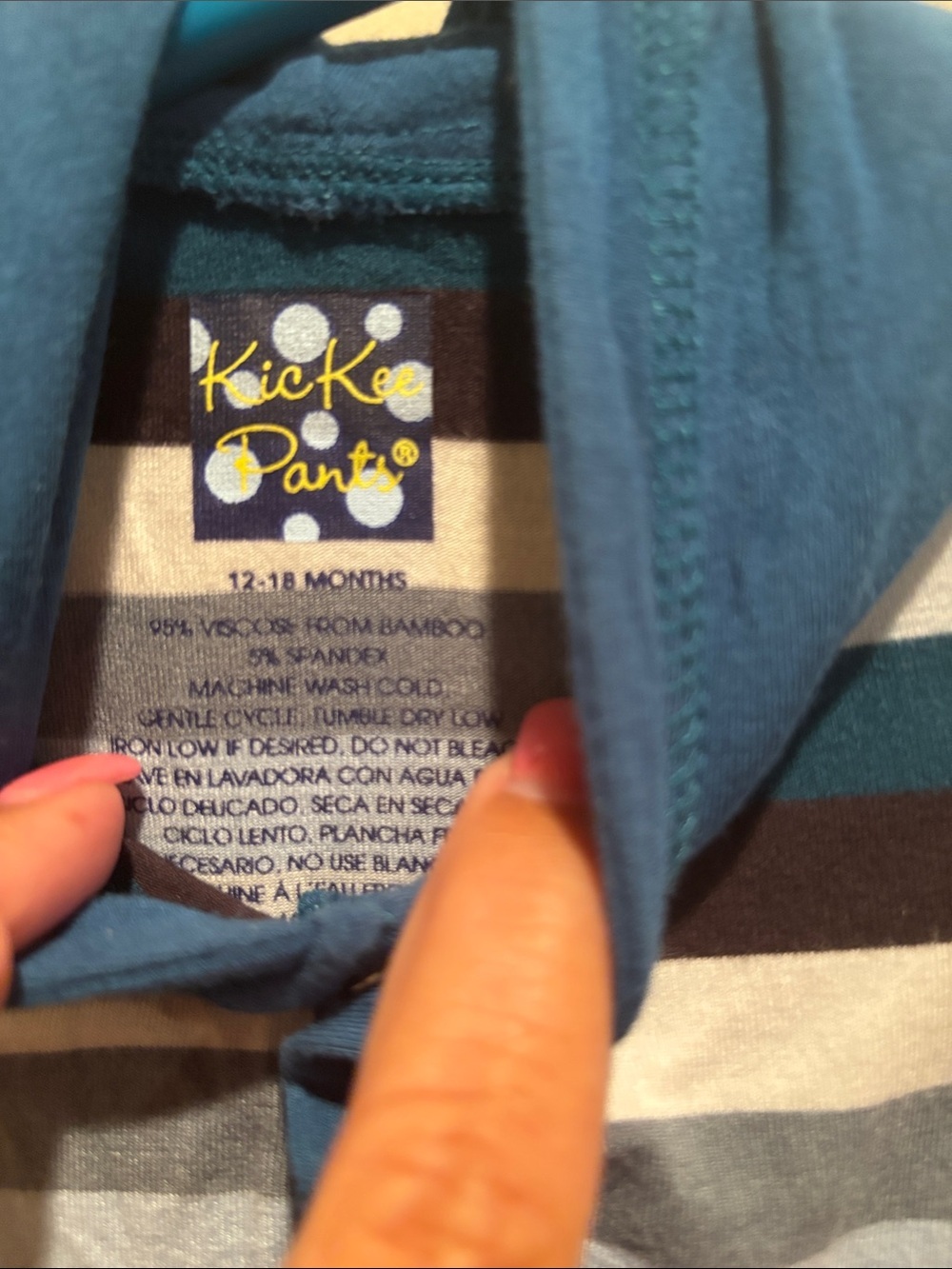 Kickee Pants Print Bamboo Long Sleeve Hooded Romper - Meterology Stripe 12-18 Mo - Picture 2 of 5